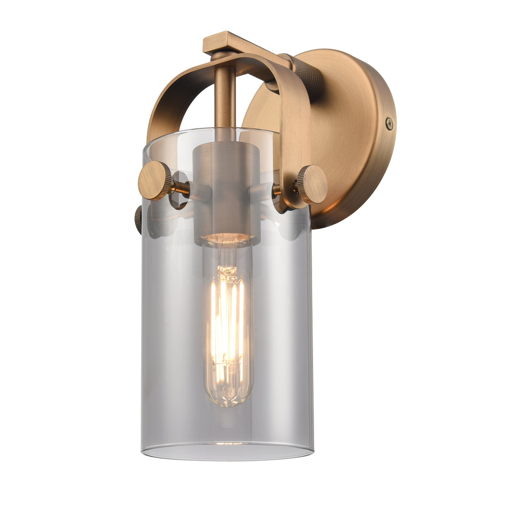 Innovations Lighting Pilaster II Cylinder 7" Sconce - Brushed Brass Wall Sconces Innovations Lighting Light Smoke ; Glass Type: Smoked  