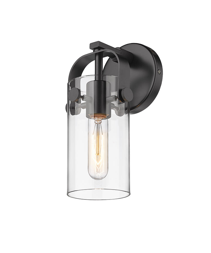 Innovations Lighting Pilaster 4" Sconce - Matte Black Wall Sconces Innovations Lighting Clear ; Glass Type: Transparent  