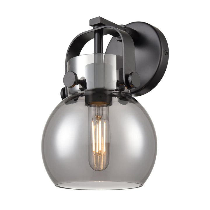 Innovations Lighting Pilaster II Sphere 6" Sconce - Matte Black Wall Sconces Innovations Lighting Light Smoke ; Glass Type: Smoked  