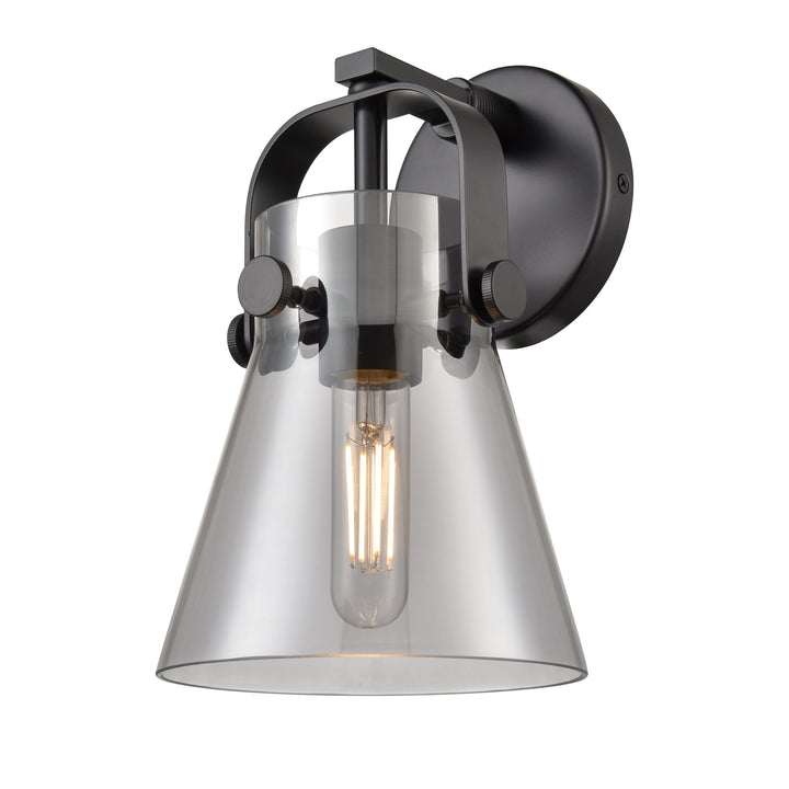 Innovations Lighting Pilaster II Cone 6" Sconce - Matte Black Wall Sconces Innovations Lighting Light Smoke ; Glass Type: Smoked  