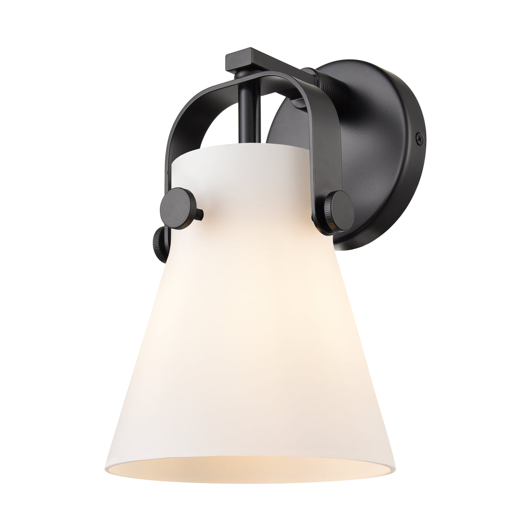 Innovations Lighting Pilaster II Cone 6" Sconce - Matte Black Wall Sconces Innovations Lighting White ; Glass Type: Frosted  