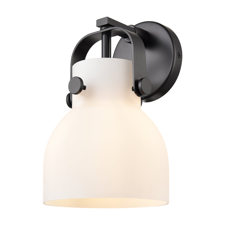 Innovations Lighting Pilaster II Bell 6" Sconce - Matte Black Wall Sconces Innovations Lighting White ; Glass Type: Frosted  