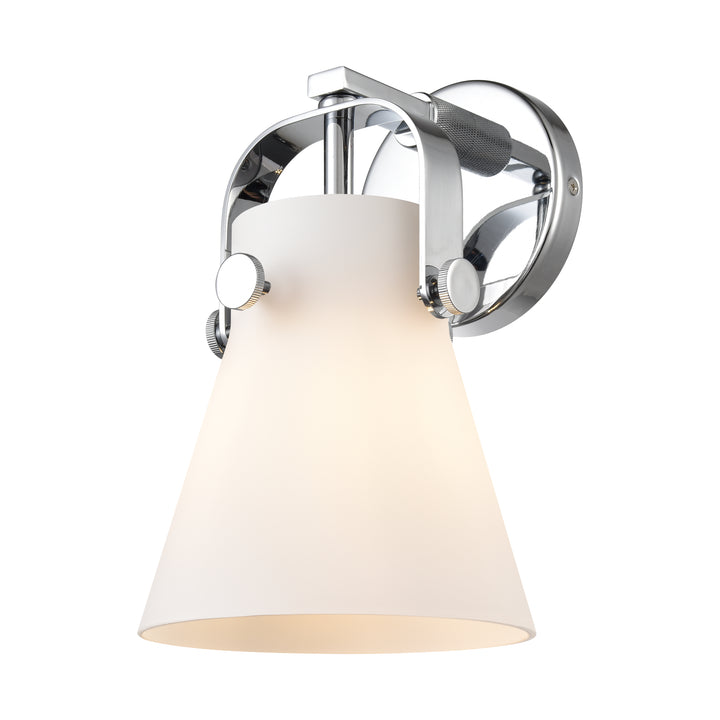 Innovations Lighting Pilaster II Cone 6" Sconce - Polished Chrome Wall Sconces Innovations Lighting White ; Glass Type: Frosted  