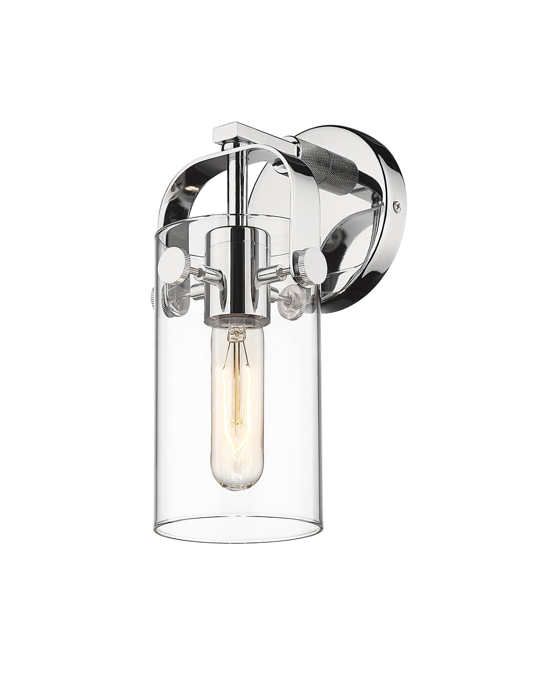 Innovations Lighting Pilaster II Cylinder 7" Sconce - Polished Chrome Wall Sconces Innovations Lighting Clear ; Glass Type: Clear  