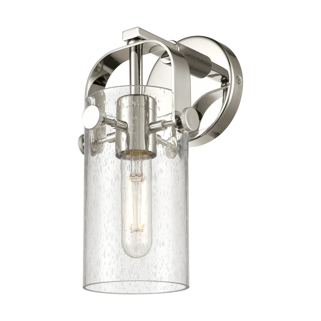 Innovations Lighting Pilaster II Cylinder 7" Sconce - Polished Nickel Wall Sconces Innovations Lighting Seedy ; Glass Type: Seedy  