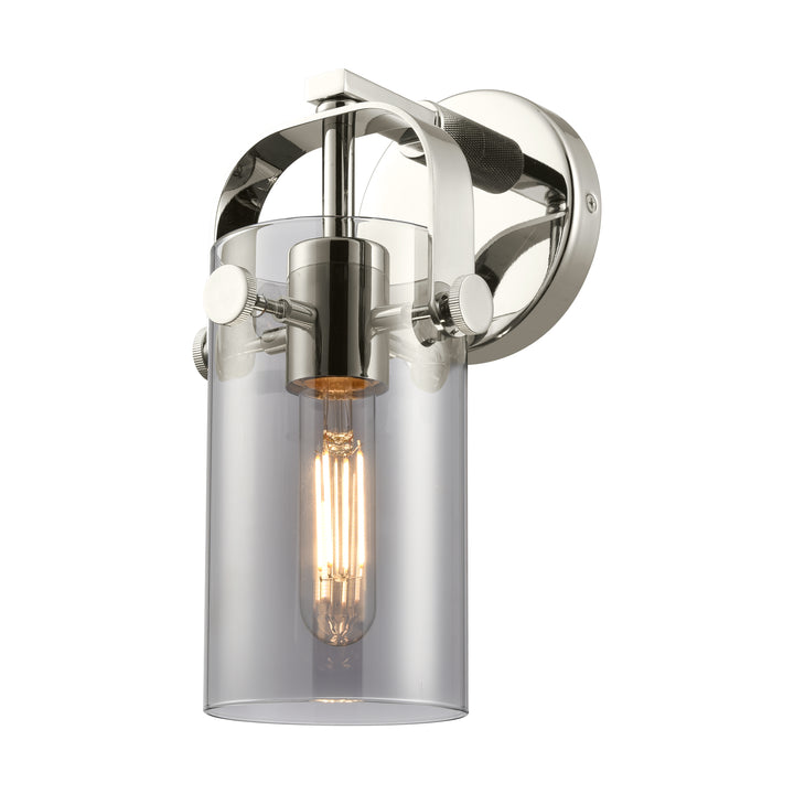 Innovations Lighting Pilaster II Cylinder 7" Sconce - Polished Nickel Wall Sconces Innovations Lighting Light Smoke ; Glass Type: Smoked  