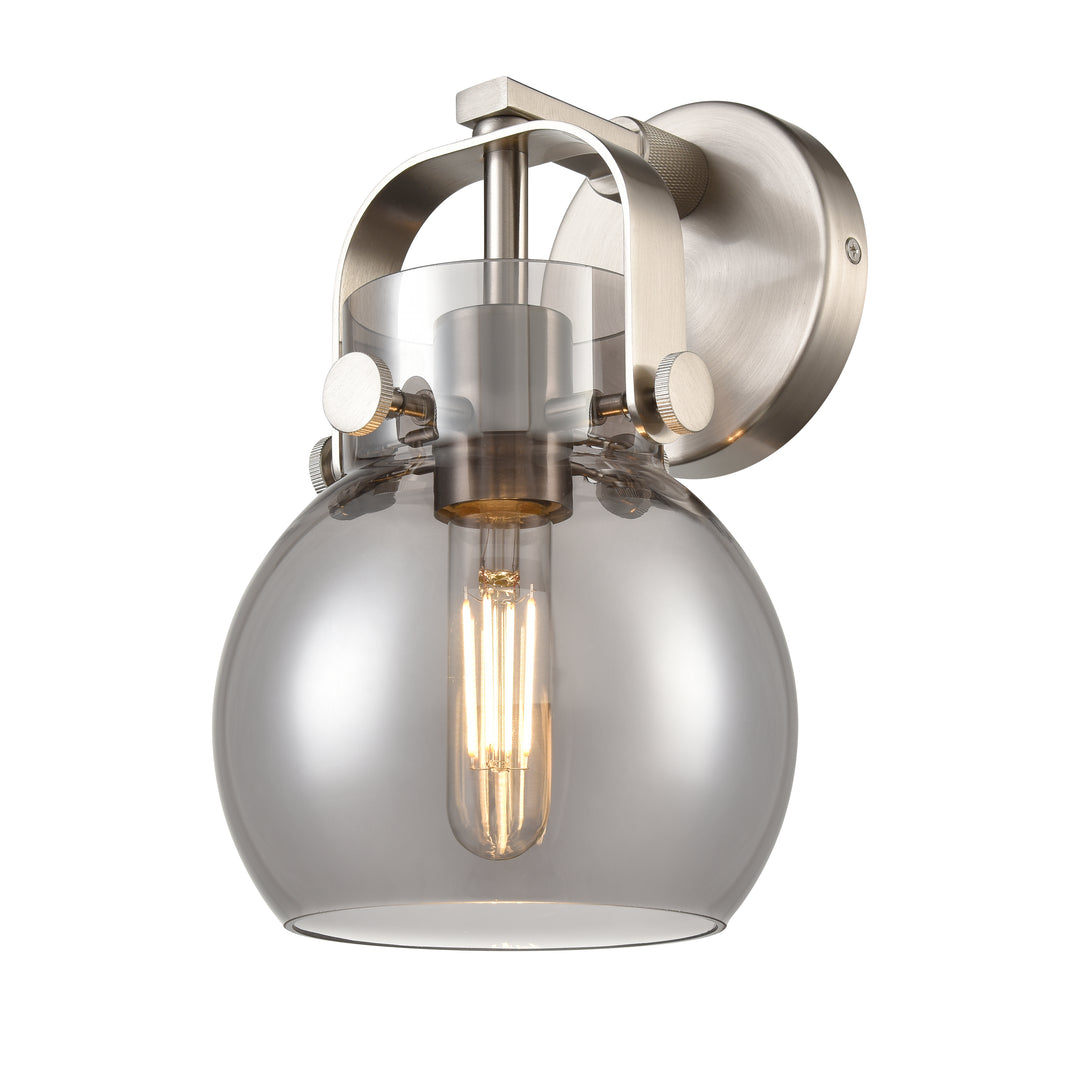 Innovations Lighting Pilaster II Sphere 6" Sconce - Satin Nickel Wall Sconces Innovations Lighting Light Smoke ; Glass Type: Smoked  