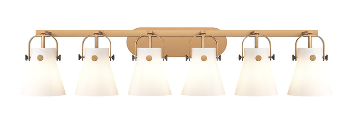 Innovations Lighting Pilaster II Cone 6" Bath Vanity Light - Brushed Brass Vanity Lights Innovations Lighting White ; Glass Type: Frosted  