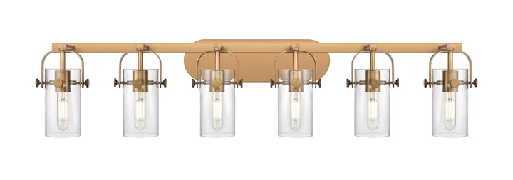 Innovations Lighting Pilaster II Cylinder 7" Bath Vanity Light - Brushed Brass Vanity Lights Innovations Lighting Clear ; Glass Type: Clear  