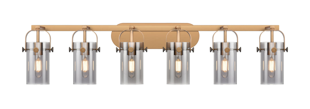 Innovations Lighting Pilaster II Cylinder 7" Bath Vanity Light - Brushed Brass Vanity Lights Innovations Lighting Light Smoke ; Glass Type: Smoked  