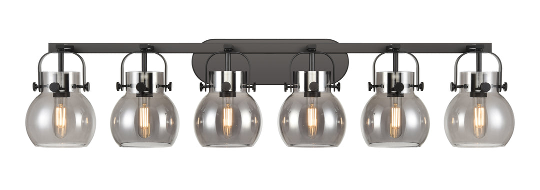 Innovations Lighting Pilaster II Sphere 6" Bath Vanity Light - Matte Black Vanity Lights Innovations Lighting Light Smoke ; Glass Type: Smoked  