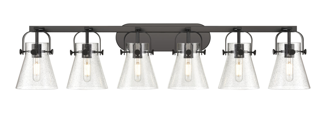 Innovations Lighting Pilaster II Cone 6" Bath Vanity Light - Matte Black Vanity Lights Innovations Lighting Seedy ; Glass Type: Seeded  