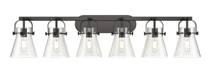 Innovations Lighting Pilaster II Cone 6" Bath Vanity Light - Matte Black Vanity Lights Innovations Lighting Seedy ; Glass Type: Seeded  