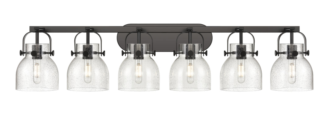 Innovations Lighting Pilaster II Bell 6" Bath Vanity Light - Matte Black Vanity Lights Innovations Lighting Seedy ; Glass Type: Seeded  