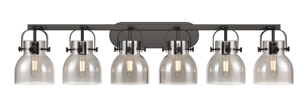 Innovations Lighting Pilaster II Bell 6" Bath Vanity Light - Matte Black Vanity Lights Innovations Lighting Light Smoke ; Glass Type: Smoked  