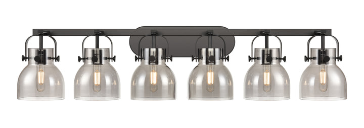 Innovations Lighting Pilaster II Bell 6" Bath Vanity Light - Matte Black Vanity Lights Innovations Lighting Light Smoke ; Glass Type: Smoked  