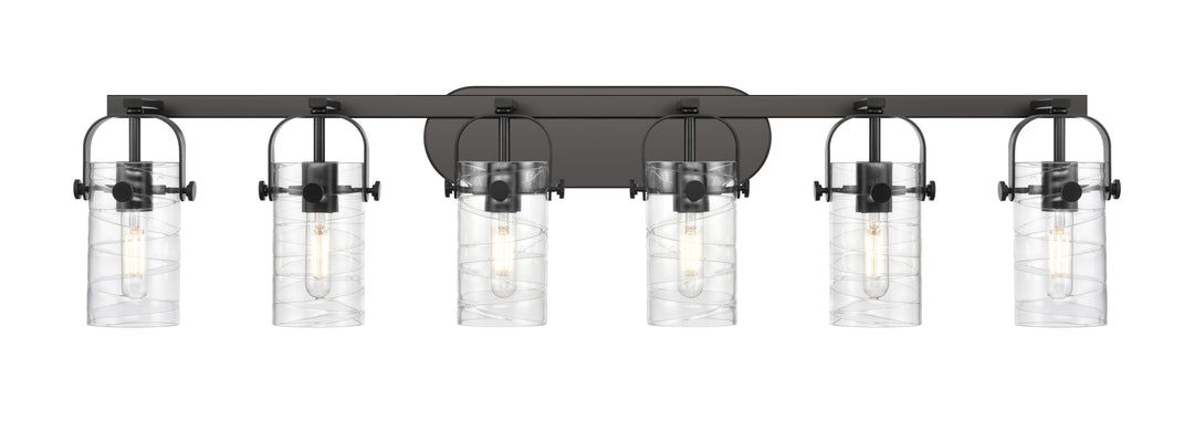 Innovations Lighting Pilaster II Cylinder 7" Bath Vanity Light - Matte Black Vanity Lights Innovations Lighting Deco Swirl ; Glass Type: Transparent  