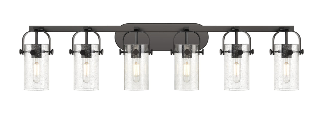 Innovations Lighting Pilaster II Cylinder 7" Bath Vanity Light - Matte Black Vanity Lights Innovations Lighting Seedy ; Glass Type: Seedy  