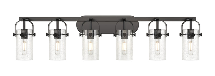 Innovations Lighting Pilaster II Cylinder 7" Bath Vanity Light - Matte Black Vanity Lights Innovations Lighting Seedy ; Glass Type: Seedy  