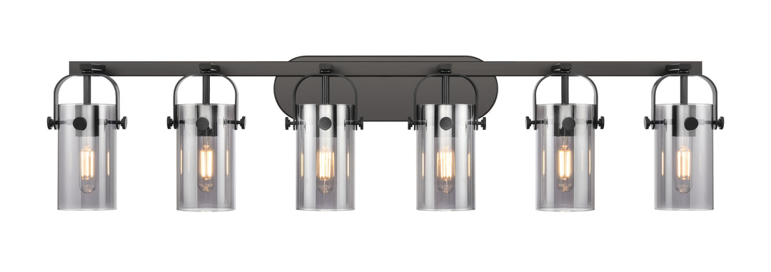 Innovations Lighting Pilaster II Cylinder 7" Bath Vanity Light - Matte Black Vanity Lights Innovations Lighting Light Smoke ; Glass Type: Smoked  