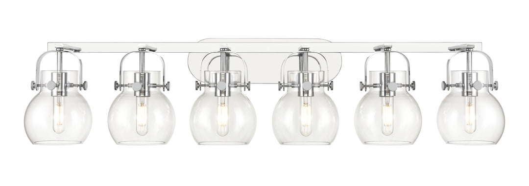 Innovations Lighting Pilaster II Sphere 6" Bath Vanity Light - Polished Chrome Vanity Lights Innovations Lighting Clear ; Glass Type: Clear  