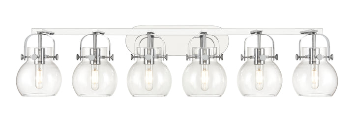 Innovations Lighting Pilaster II Sphere 6" Bath Vanity Light - Polished Chrome Vanity Lights Innovations Lighting Clear ; Glass Type: Clear  