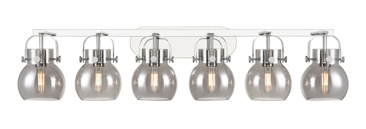 Innovations Lighting Pilaster II Sphere 6" Bath Vanity Light - Polished Chrome Vanity Lights Innovations Lighting Light Smoke ; Glass Type: Smoked  