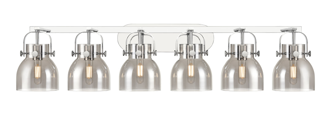 Innovations Lighting Pilaster II Bell 6" Bath Vanity Light - Polished Chrome Vanity Lights Innovations Lighting Light Smoke ; Glass Type: Smoked  