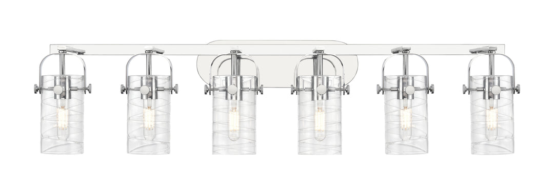 Innovations Lighting Pilaster II Cylinder 7" Bath Vanity Light - Polished Chrome Vanity Lights Innovations Lighting Deco Swirl ; Glass Type: Transparent  