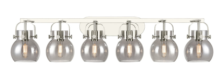 Innovations Lighting Pilaster II Sphere 6" Bath Vanity Light - Polished Nickel Vanity Lights Innovations Lighting Light Smoke ; Glass Type: Smoked  