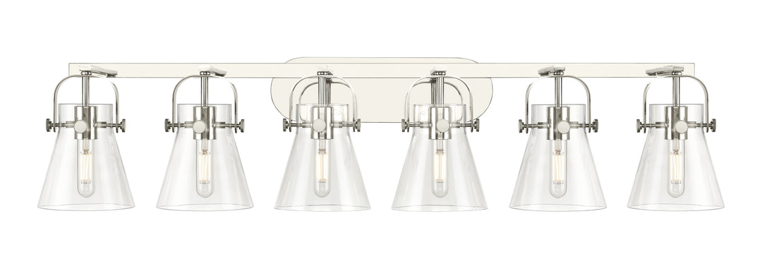 Innovations Lighting Pilaster II Cone 6" Bath Vanity Light - Polished Nickel Vanity Lights Innovations Lighting Clear ; Glass Type: Clear  