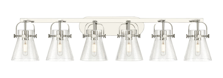 Innovations Lighting Pilaster II Cone 6" Bath Vanity Light - Polished Nickel Vanity Lights Innovations Lighting Seedy ; Glass Type: Seeded  