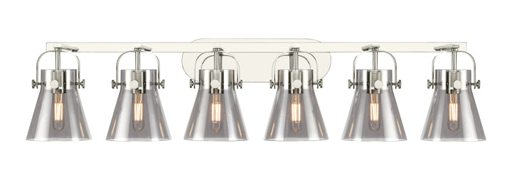 Innovations Lighting Pilaster II Cone 6" Bath Vanity Light - Polished Nickel Vanity Lights Innovations Lighting Light Smoke ; Glass Type: Smoked  