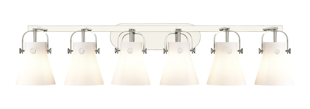 Innovations Lighting Pilaster II Cone 6" Bath Vanity Light - Polished Nickel Vanity Lights Innovations Lighting White ; Glass Type: Frosted  