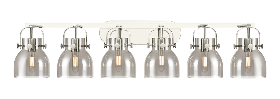 Innovations Lighting Pilaster II Bell 6" Bath Vanity Light - Polished Nickel Vanity Lights Innovations Lighting Light Smoke ; Glass Type: Smoked  