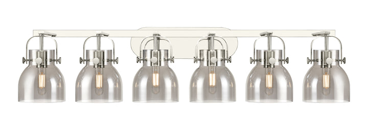 Innovations Lighting Pilaster II Bell 6" Bath Vanity Light - Polished Nickel Vanity Lights Innovations Lighting Light Smoke ; Glass Type: Smoked  