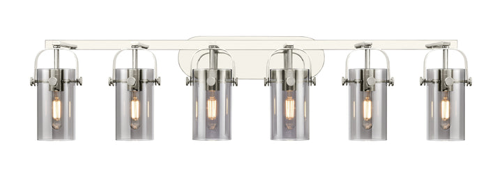 Innovations Lighting Pilaster II Cylinder 7" Bath Vanity Light - Polished Nickel Vanity Lights Innovations Lighting Light Smoke ; Glass Type: Smoked  