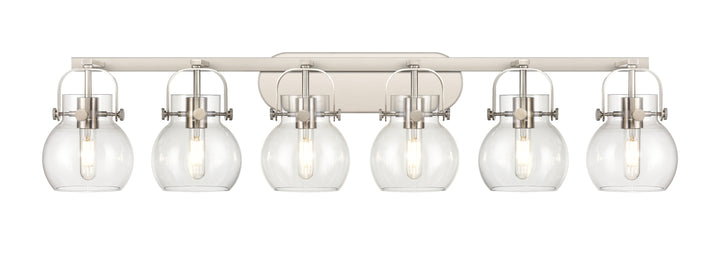 Innovations Lighting Pilaster II Sphere 6" Bath Vanity Light - Satin Nickel Vanity Lights Innovations Lighting Clear ; Glass Type: Clear  