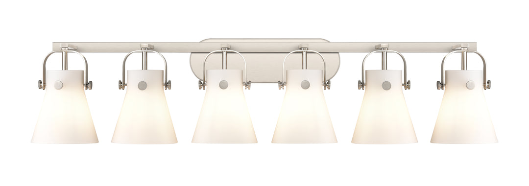 Innovations Lighting Pilaster II Cone 6" Bath Vanity Light - Satin Nickel Vanity Lights Innovations Lighting White ; Glass Type: Frosted  