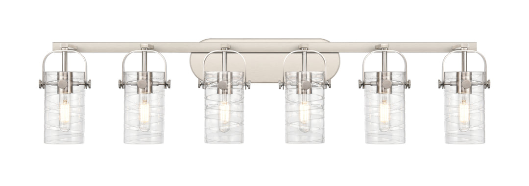 Innovations Lighting Pilaster II Cylinder 7" Bath Vanity Light - Satin Nickel Vanity Lights Innovations Lighting Deco Swirl ; Glass Type: Transparent  