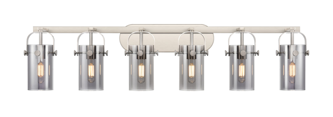 Innovations Lighting Pilaster II Cylinder 7" Bath Vanity Light - Satin Nickel Vanity Lights Innovations Lighting Light Smoke ; Glass Type: Smoked  