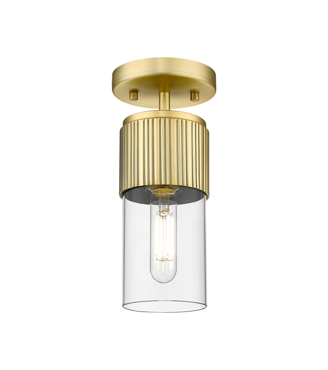 Innovations Lighting Bolivar 7" Flush Mount Ceiling Flush Mounts Innovations Lighting Brushed Brass Clear ; Glass Type: Clear 