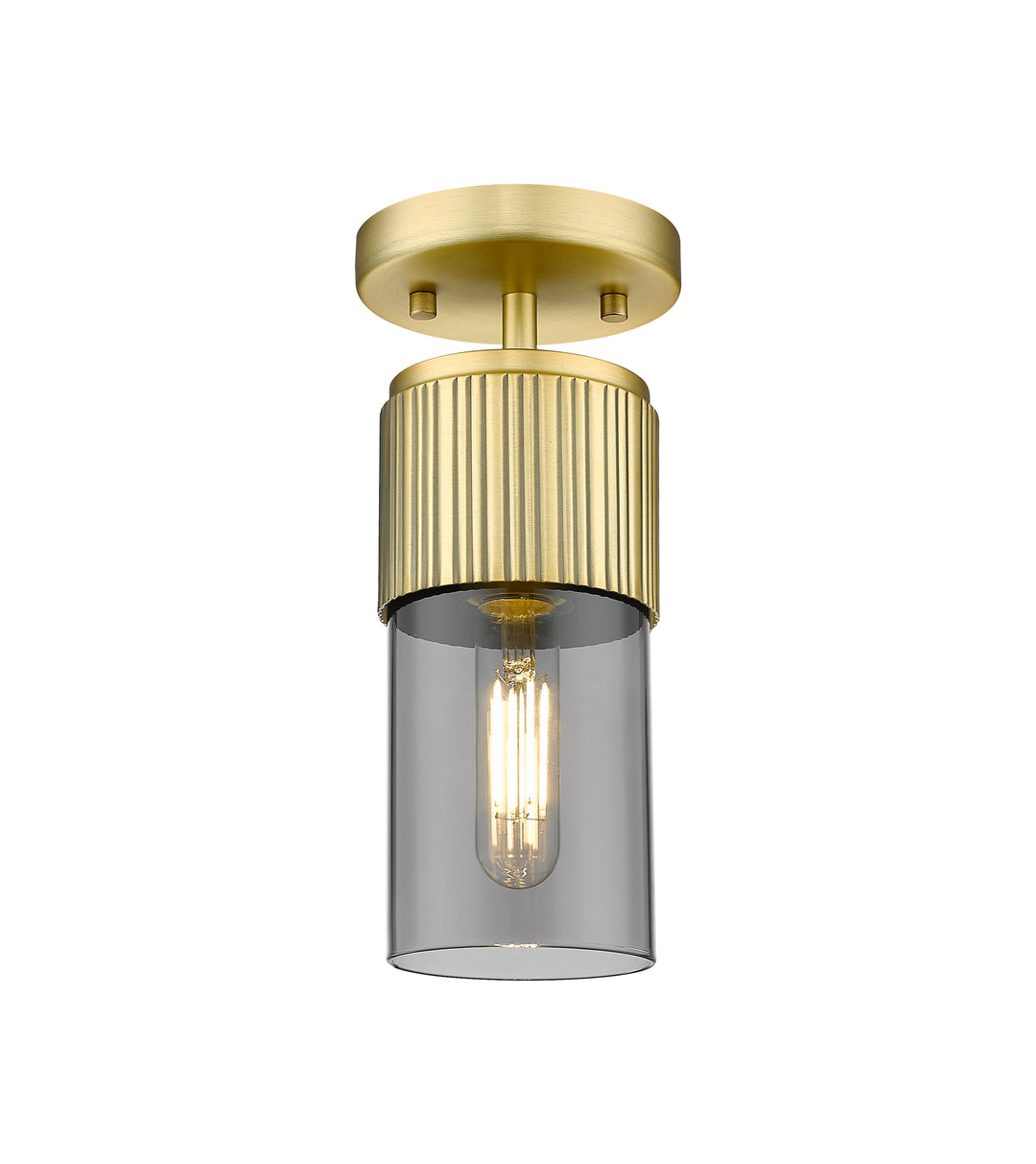 Innovations Lighting Bolivar 7" Flush Mount Ceiling Flush Mounts Innovations Lighting Brushed Brass Light Smoke ; Glass Type: Smoked 