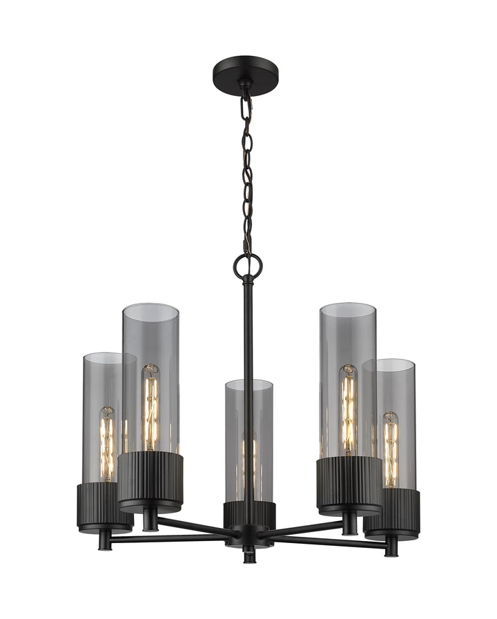 Innovations Lighting Bolivar 12" Chandelier Chandeliers Innovations Lighting Matte Black Light Smoke ; Glass Type: Smoked 