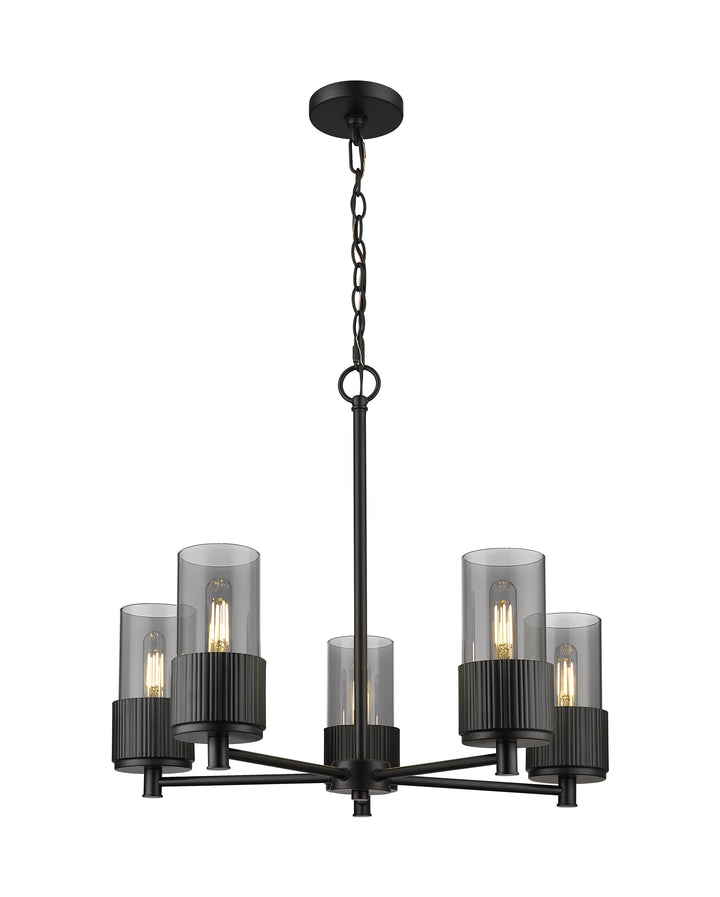 Innovations Lighting Bolivar 7" Chandelier Chandeliers Innovations Lighting Matte Black Light Smoke ; Glass Type: Smoked 