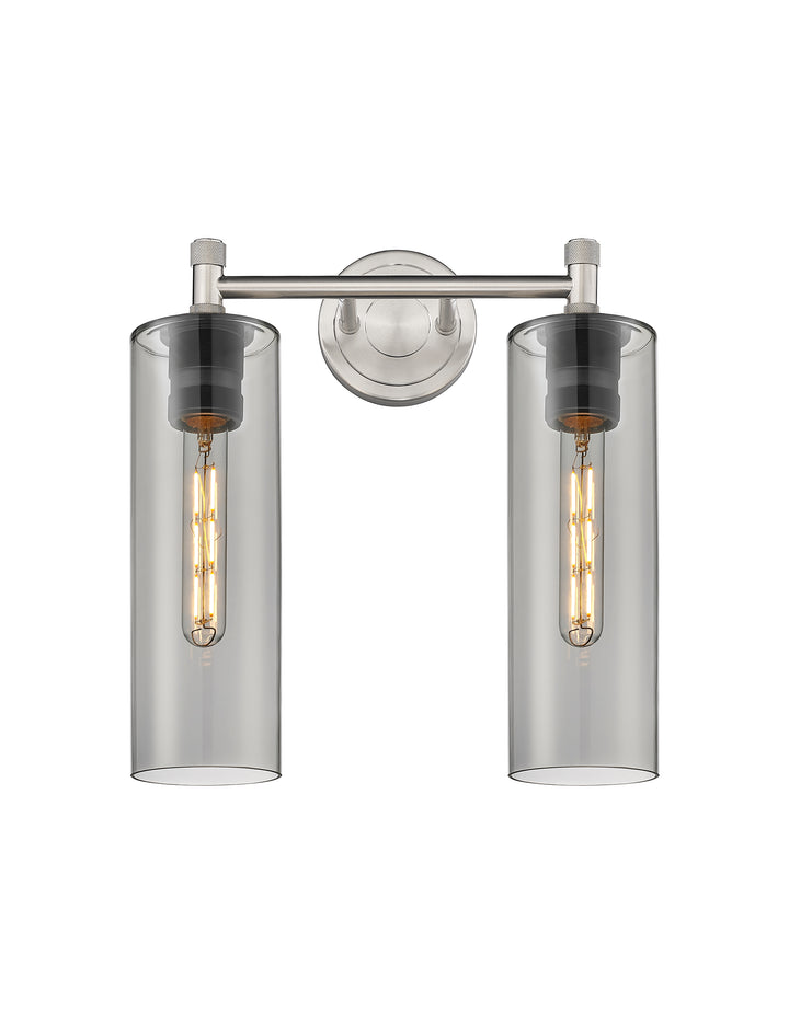 Innovations Lighting Crown Point 12" Bath Vanity Light - Satin Nickel Vanity Lights Innovations Lighting Light Smoke ; Glass Type: Smoked  