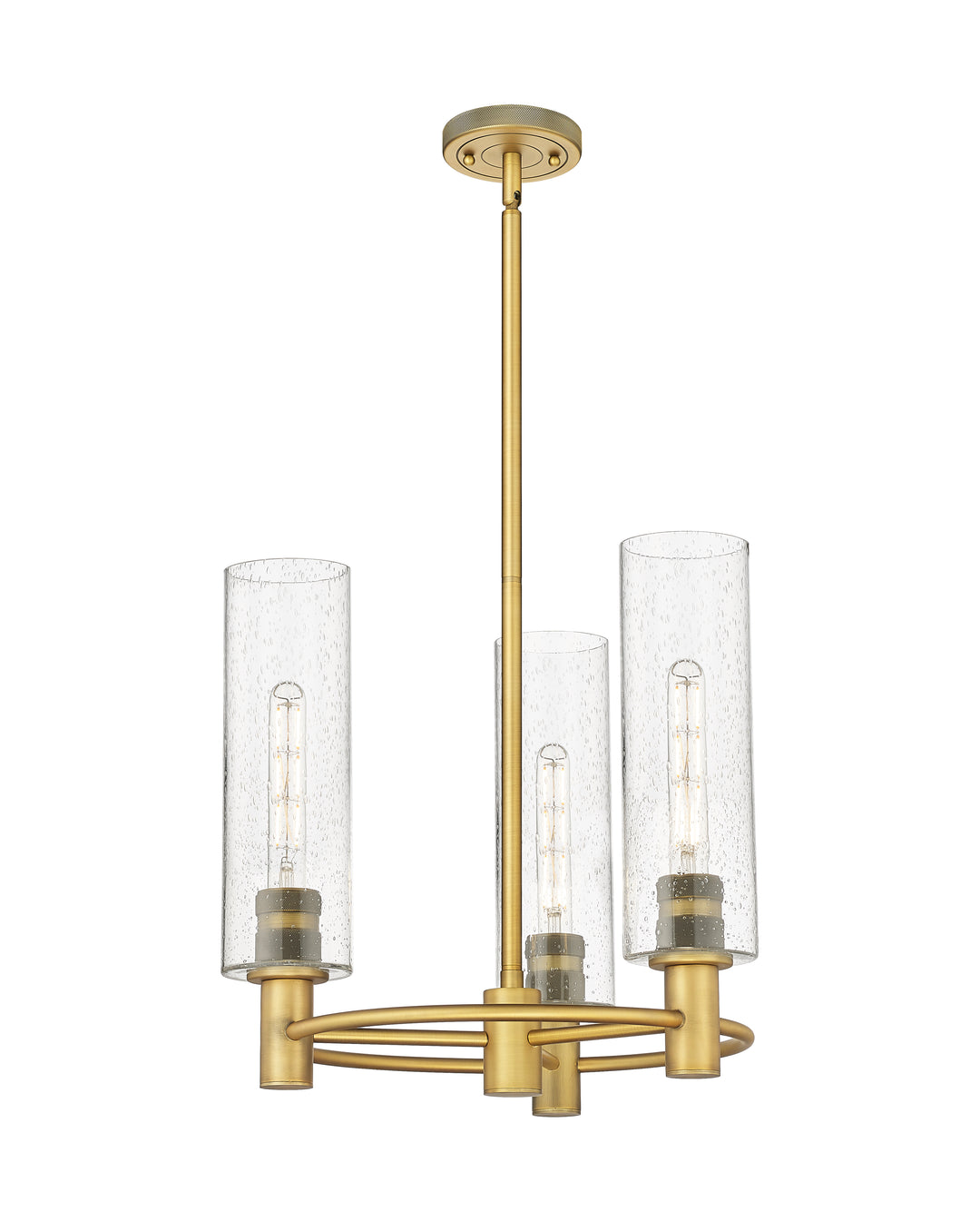 Innovations Lighting Crown Point 12" Pendant - Brushed Brass Pendants Innovations Lighting Seedy ; Glass Type: Seedy  