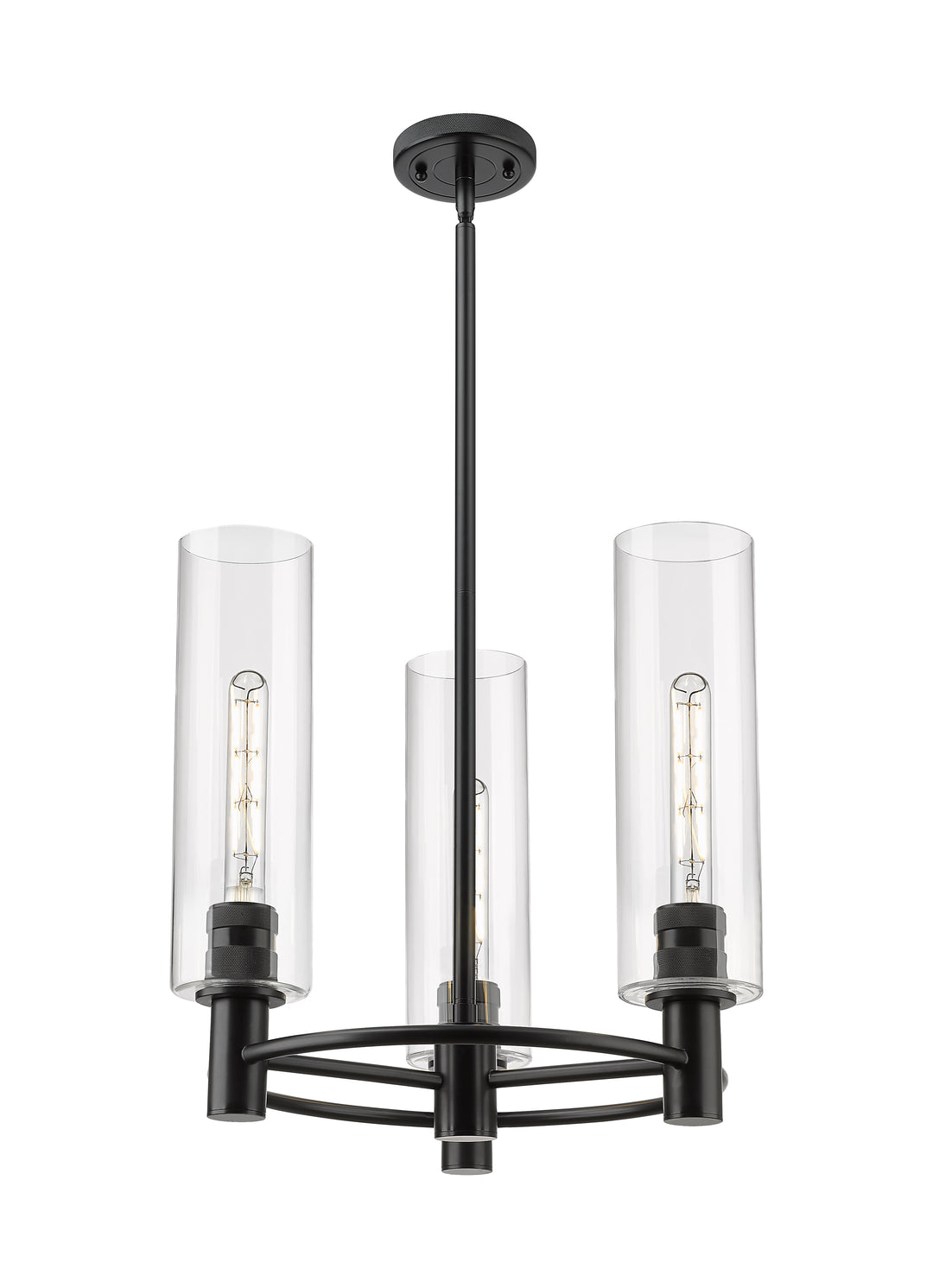 Innovations Lighting Crown Point 12" Pendant - Matte Black Pendants Innovations Lighting Clear ; Glass Type: Clear  