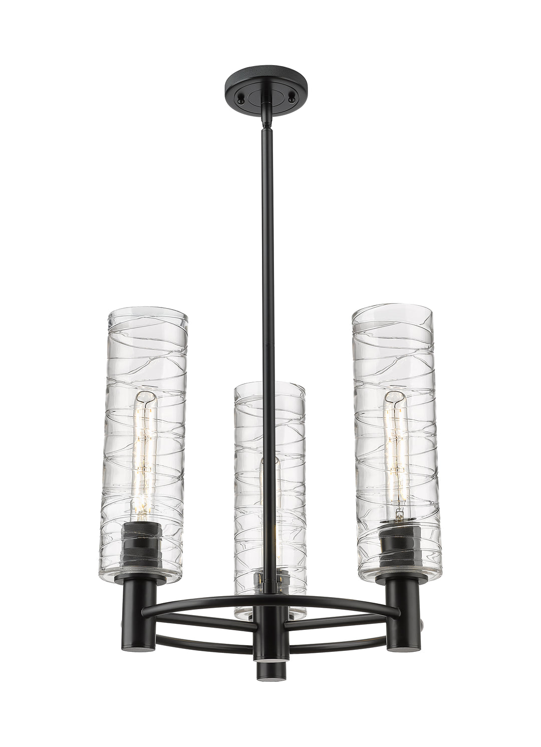 Innovations Lighting Crown Point 12" Pendant - Matte Black Pendants Innovations Lighting Deco Swirl ; Glass Type: Transparent  