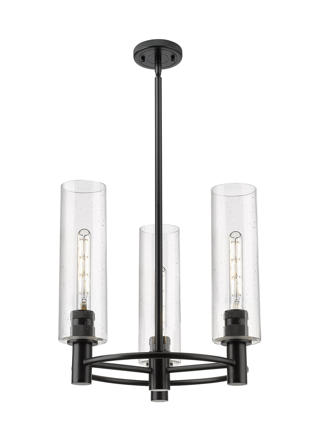 Innovations Lighting Crown Point 12" Pendant - Matte Black Pendants Innovations Lighting Seedy ; Glass Type: Seedy  